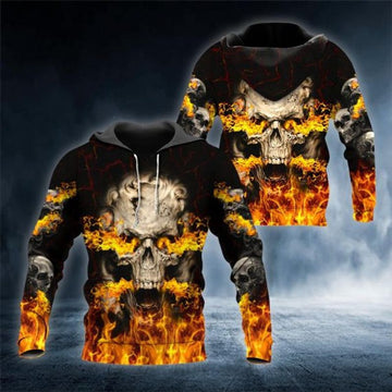 Bikergod Motorcycle Fire Ghost Skull Rider  Hoodie Design 3D Full Printed Sizes S - 5XL - NAQA207