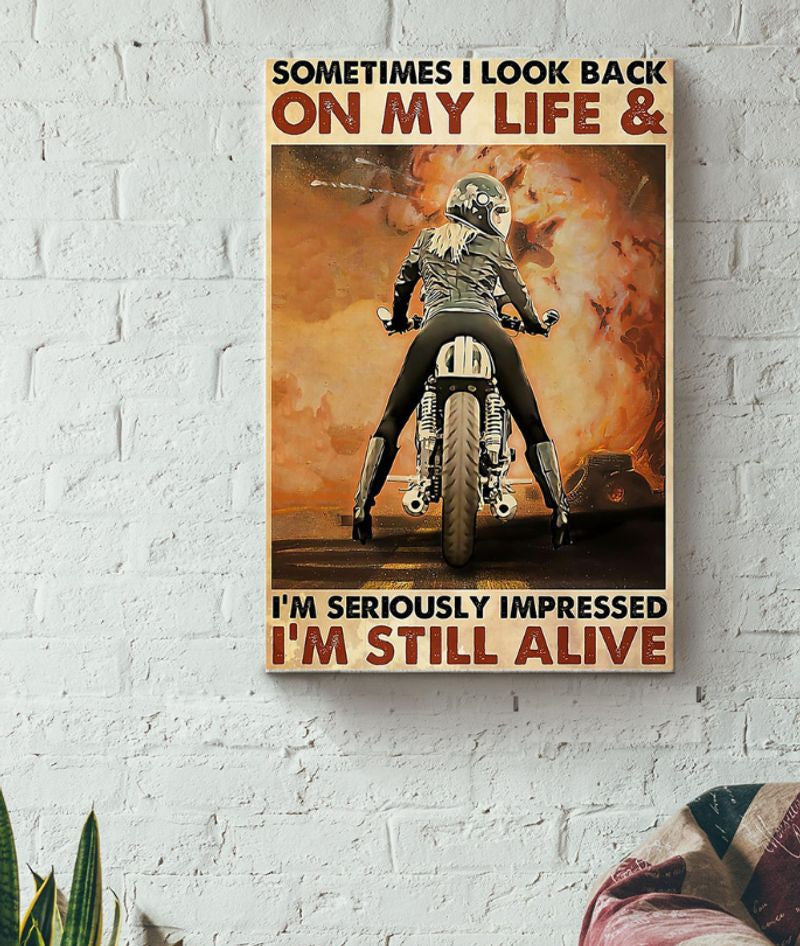 Bikergod Motorcycle SOMETIMES I LOOK BACK ON MY LIFE Vintage Poster NANA258