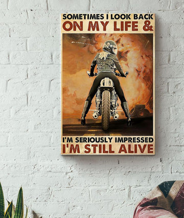 Bikergod Motorcycle SOMETIMES I LOOK BACK ON MY LIFE Vintage Poster NANA258
