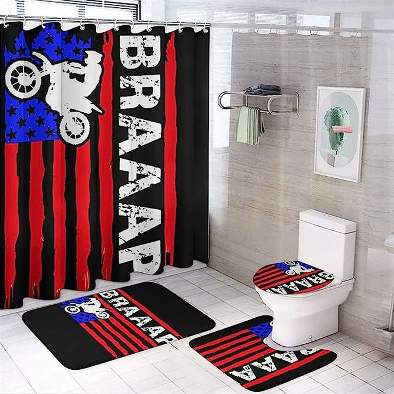 Bikergod Motorcycle BRAAAP Bathroom Decor Set NMBR17