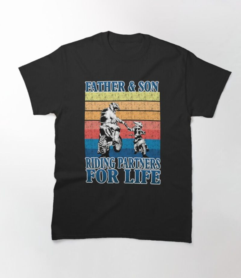 Bikergod Motorcycle Father And Son Riding Partners For Life Vintage T-shirt Design 2D Full Printed Sizes S - 5XL - NAZA239