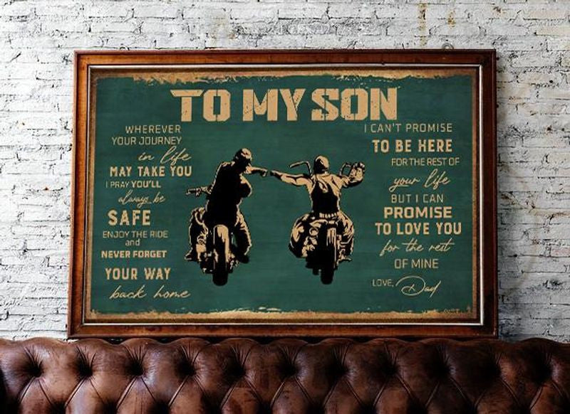 Bikergod Motorcycle Gift For Son From Dad To My Son Enjoy The Ride Biker Vintage Poster NANA217