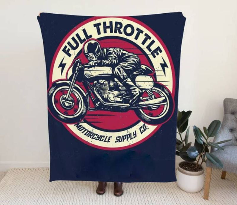 Bikergod Motorcycle Full Throttle Motorcycle Supply Co Blanket NASA435