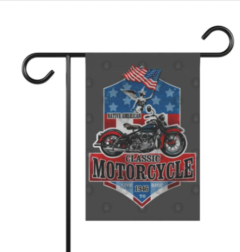 Bikergod Motorcycle Live To Ride 4th july independence day Garden Flag TLYA261