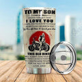 Bikergod Motorcycle Biker Dad To Son Never Forget That I Love You Stainless Steel 20 Oz Tumbler- NAIA326
