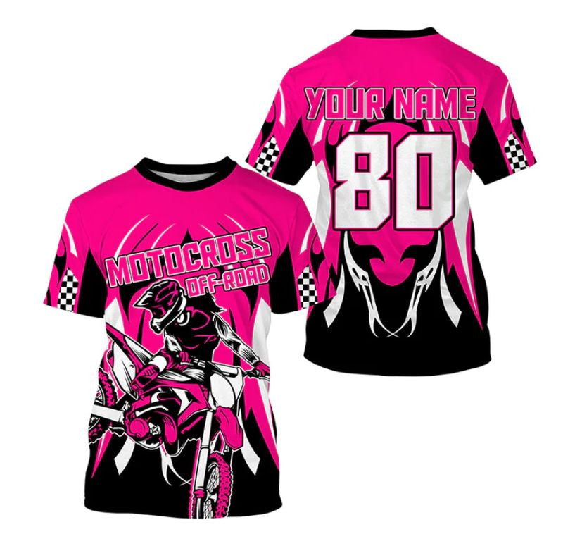 Bikergod Motorcycle Motorcross Off-Road Custom Name And Number T-shirt Design 3D Full Printed Sizes S - 5XL - NMQI132