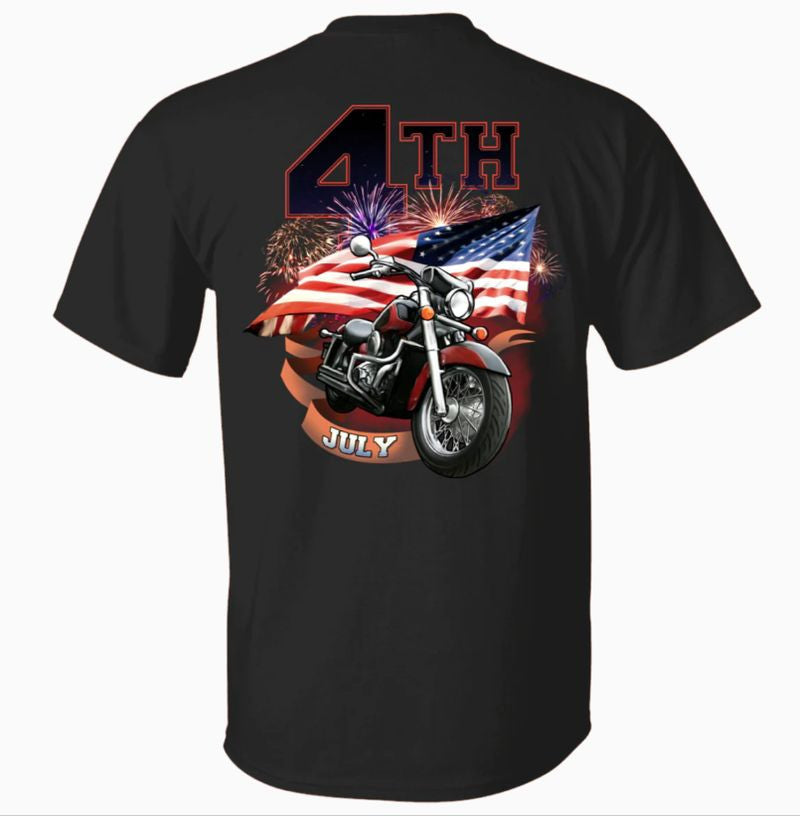 Bikergod Motorcycle 4th of July Independence Day T-shirt Back Design 2D Full Printed Sizes S - 5XL - NASA07