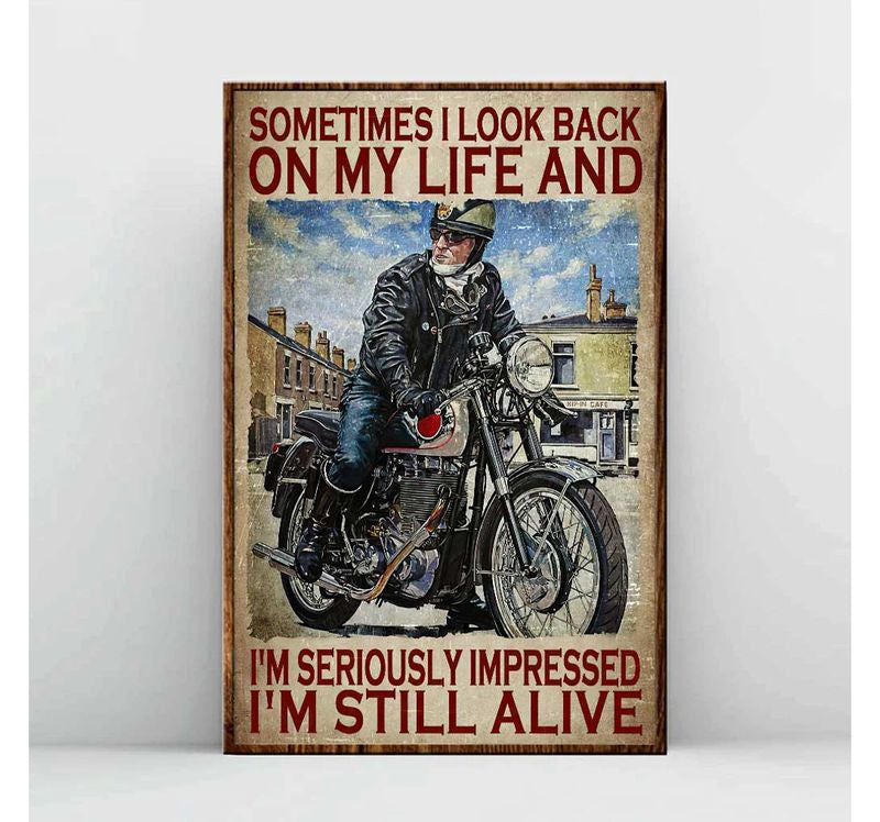 Bikergod Motorcycle Sometimes I Look Back On My Life Poster NANA128