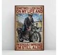 Bikergod Motorcycle Sometimes I Look Back On My Life Poster NANA128