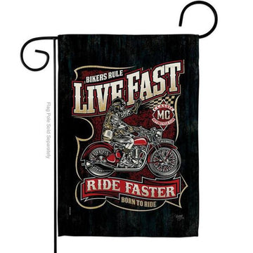 Bikergod Motorcycle Bikers Ruler Live Fast Ride Faster Garden Flag TLYA267