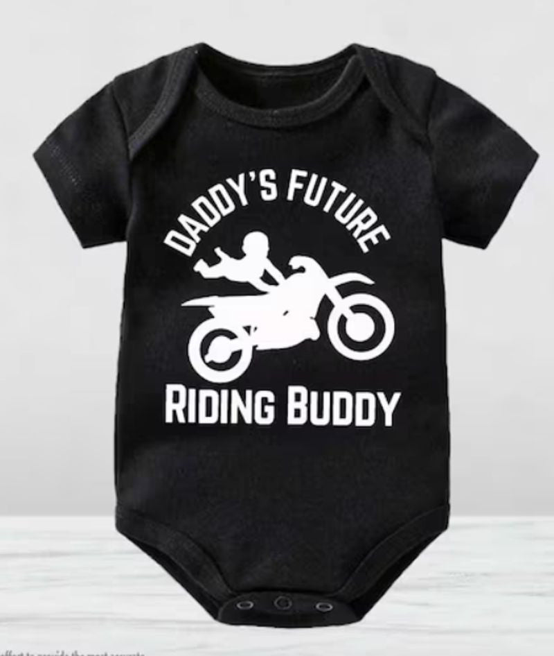 Bikergod Motorcycle Daddy's Future riding buddy COTTON Baby Onesie Bodysuit NAZA285