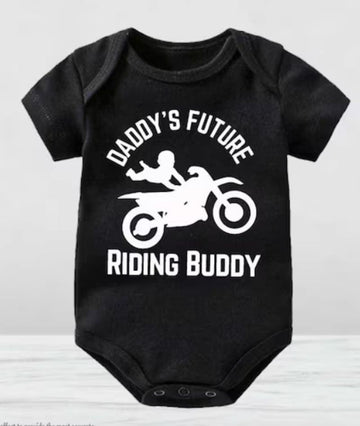 Bikergod Motorcycle Daddy's Future riding buddy COTTON Baby Onesie Bodysuit NAZA285