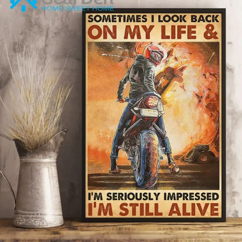 Bikergod Motorcycle Sometimes I Look Back On My Life Vintage Poster NANA250