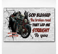 Bikergod Motorcycle God Blessed The Broken Road Motorcycle Couple Custom Names Poster NANA130