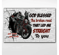Bikergod Motorcycle God Blessed The Broken Road Motorcycle Couple Custom Names Poster NANA130