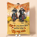 Bikergod Motorcycle Biker Couple Autumn Life Is One Sweet Ride With You Custom Names Blanket NASA89