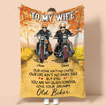 Bikergod Motorcycle Biker Couple To My Wife, You Are My Queen Forever, Your Grumpy Old Biker Custom Names Blanket NASA87