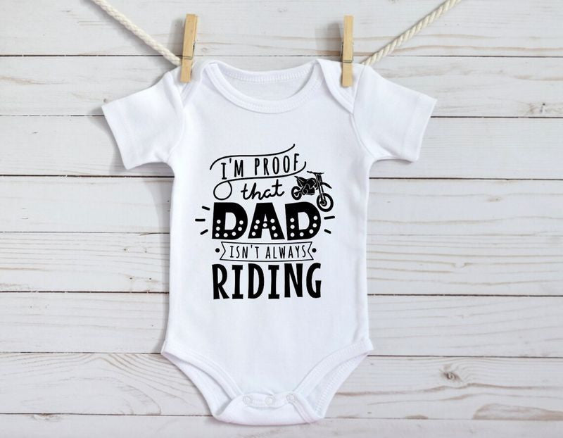 Bikergod Motorcycle Proof That Daddy Isn't Always Riding COTTON Baby Onesie Bodysuit NAVA354