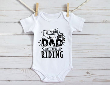 Bikergod Motorcycle Proof That Daddy Isn't Always Riding COTTON Baby Onesie Bodysuit NAVA354