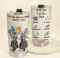 Bikergod Motorcycle I'd Go Anywhere With You Custom Names And Date Steelers Stainless Steel 20 Oz Tumbler- NMQI119