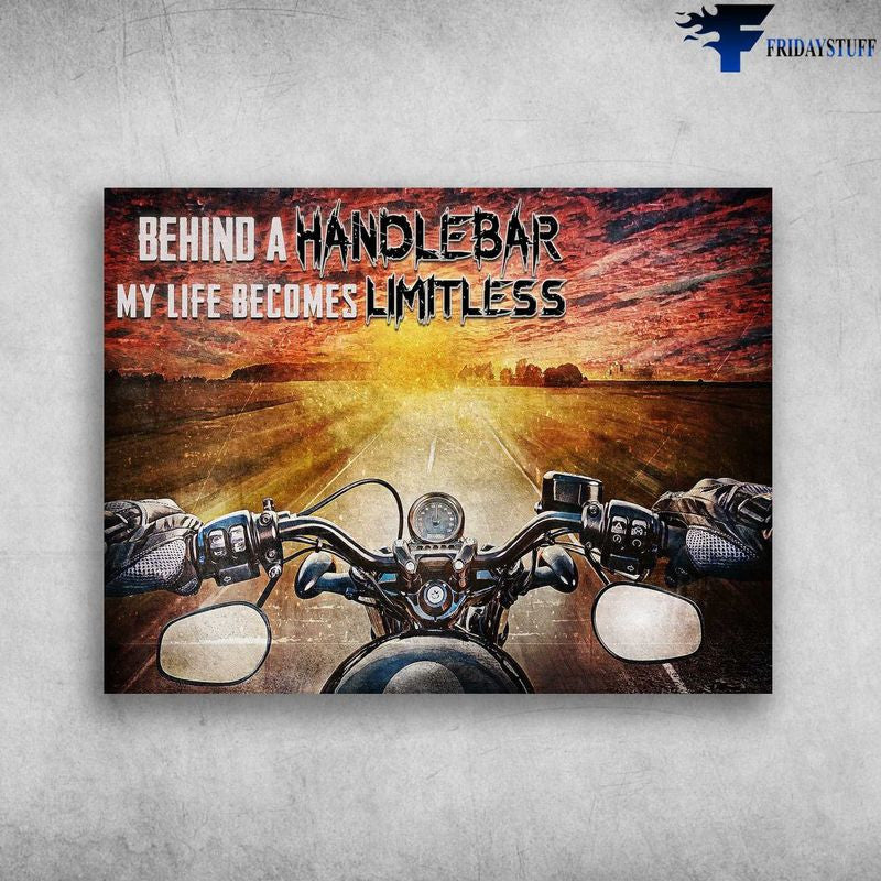 Bikergod Motorcycle Behind A Handlebar, My Life Becomes Limitless Vintage Poster NAIA116