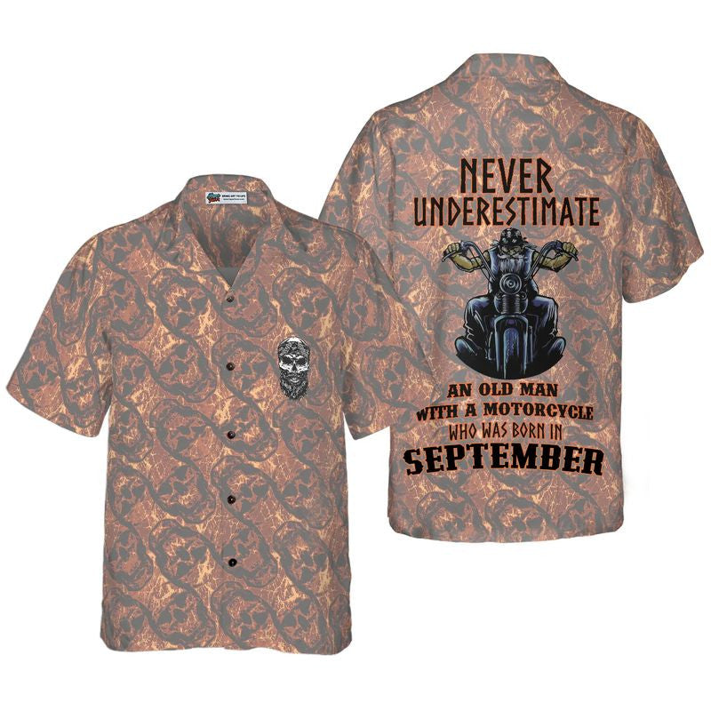 Bikergod Motorcycle Never Underestimate An Old Man With A Motorcycle Who Was Born In September Hawaii Shirt Design 3D Full Printed Sizes S - 5XL NASA511