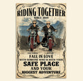 Bikergod Motorcycle Riding Together Fall In Love Custom Names And Year Poster NMQI114