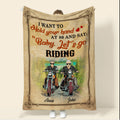 Bikergod Motorcycle Biker Couple Want To Hold Your Hand Let's Go Riding Custom Names Blanket NASA88