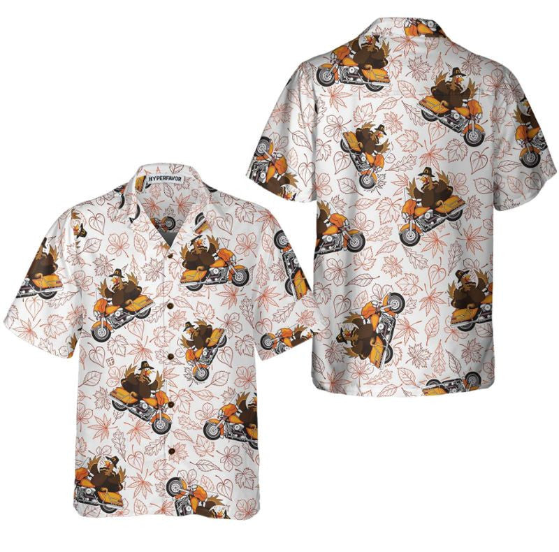 Bikergod Motorcycle Thanksgiving Turkey Riding Motorcycle Hawaii Shirt Design 3D Full Printed Sizes S - 5XL NASA516