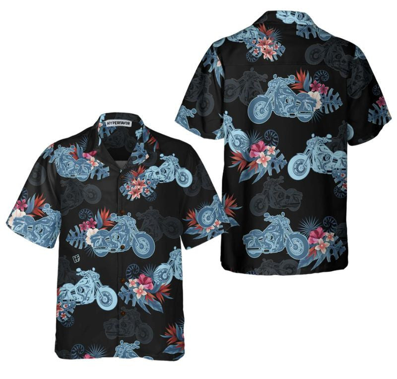 Bikergod Motorcycle Tropical Flower Hawaii Shirt Design 3D Full Printed Sizes S - 5XL NAIA03