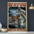 Bikergod Motorcycle Never Underestimate An Old Man With His Motorcycle Vintage Poster NANA169