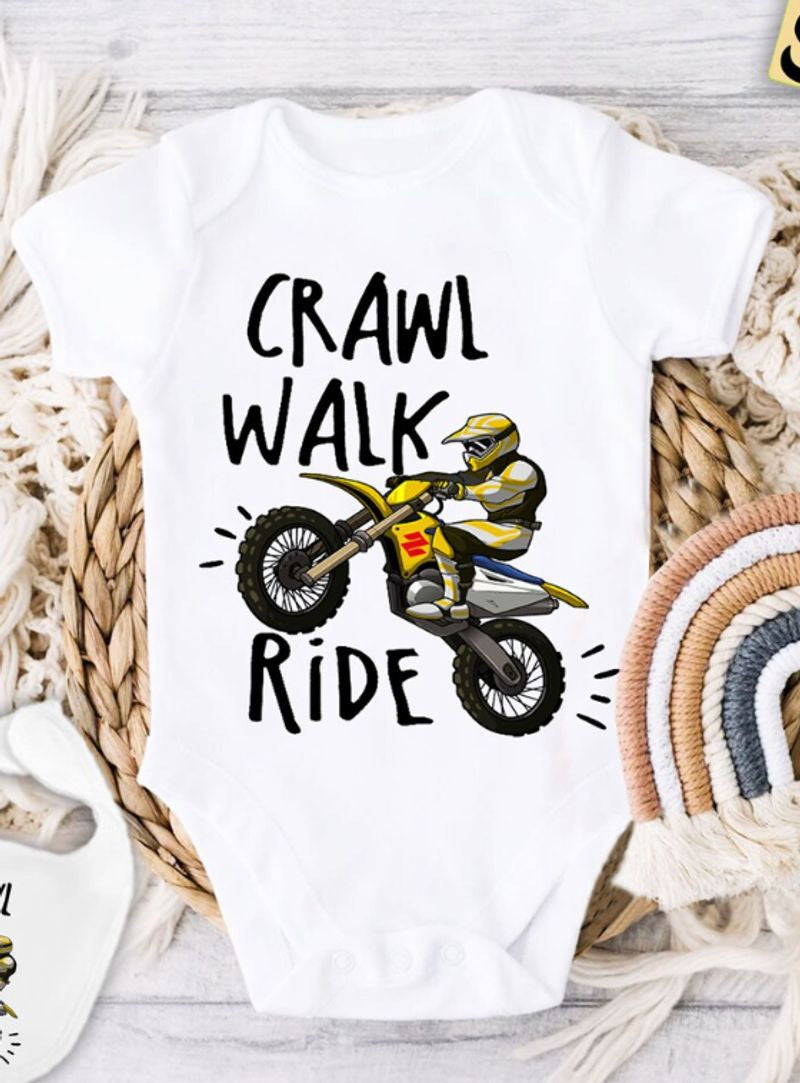 Bikergod Motorcycle CRAWL WALK RIDE COTTON Baby Onesie Bodysuit NAUA304