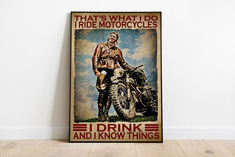 Bikergod Motorcycle That's What I Do I Ride Motorcycle Vintage Poster NANA223
