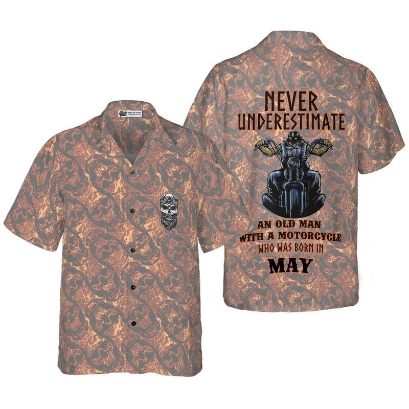 Bikergod Motorcycle Never Underestimate An Old Man With A Motorcycle Who Was Born In May Hawaii Shirt Design 3D Full Printed Sizes S - 5XL NASA507