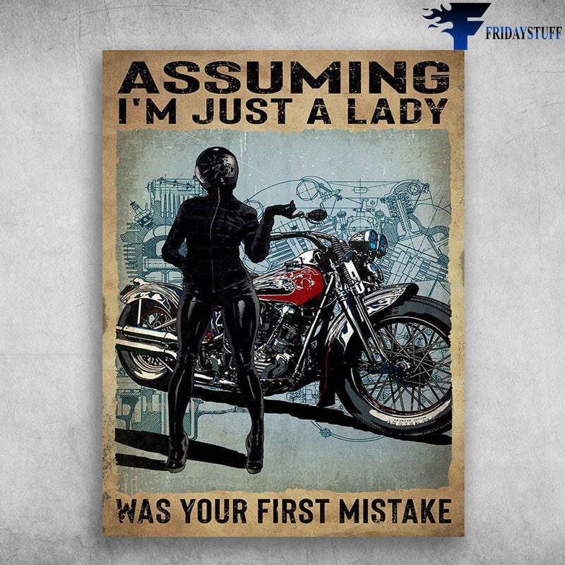 Bikergod Motorcycle Assuming I?m Just An Old Lady, Was Your First Mistake Vintage Poster NAIA167