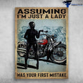 Bikergod Motorcycle Assuming I?m Just An Old Lady, Was Your First Mistake Vintage Poster NAIA167