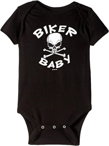 Bikergod Motorcycle Biker Baby Skull COTTON Baby Onesie Bodysuit NAZA281