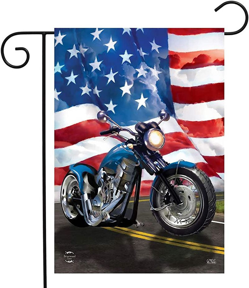 Bikergod Motorcycle July 4th Independence Day Garden Flag TLYA250
