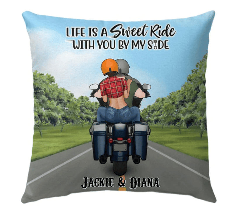 Bikergod Motorcycle Life Is A Sweet Ride When You By My Side Custom Names Pillow Case Design 3D Full Printed NMPC067