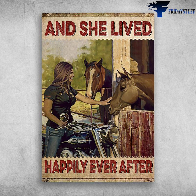 Bikergod Motorcycle And She Lived Happily Ever After Vintage Poster NAIA168