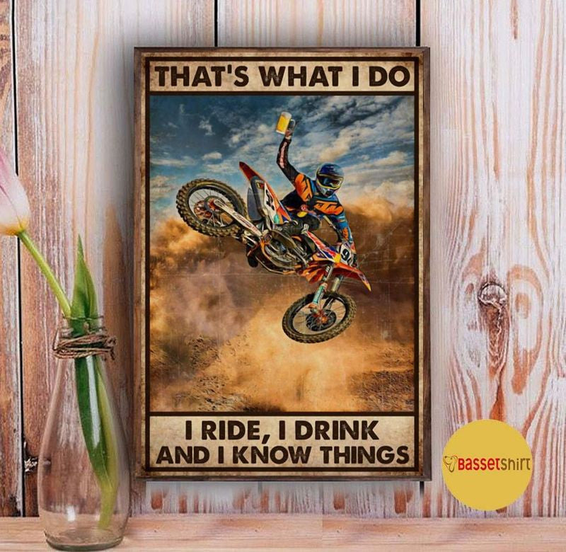 Bikergod Motorcycle I ride I drink and I know things Vintage Poster NANA196