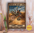 Bikergod Motorcycle I ride I drink and I know things Vintage Poster NANA196