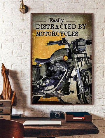 Bikergod Motorcycle Easily Distracted By Motorcycles Vintage Poster NANA171