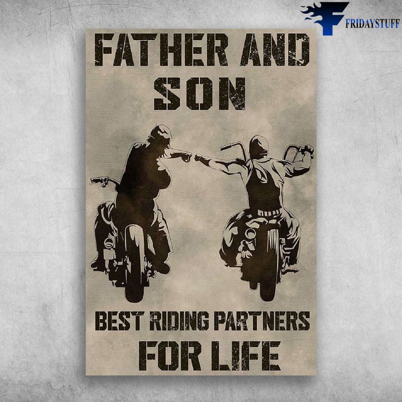 Bikergod Motorcycle Father And Son Best Riding Partners For Life Vintage Poster NAIA187