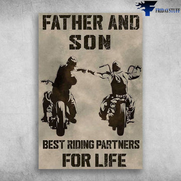 Bikergod Motorcycle Father And Son Best Riding Partners For Life Vintage Poster NAIA187