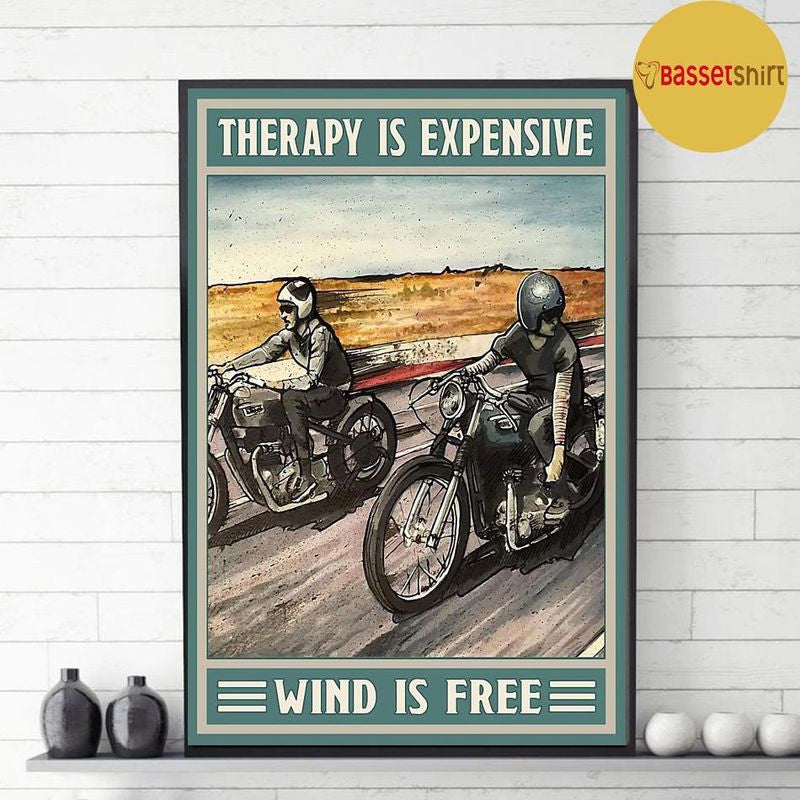 Bikergod Motorcycle therapy is expensive wind is free Vintage Poster NANA200