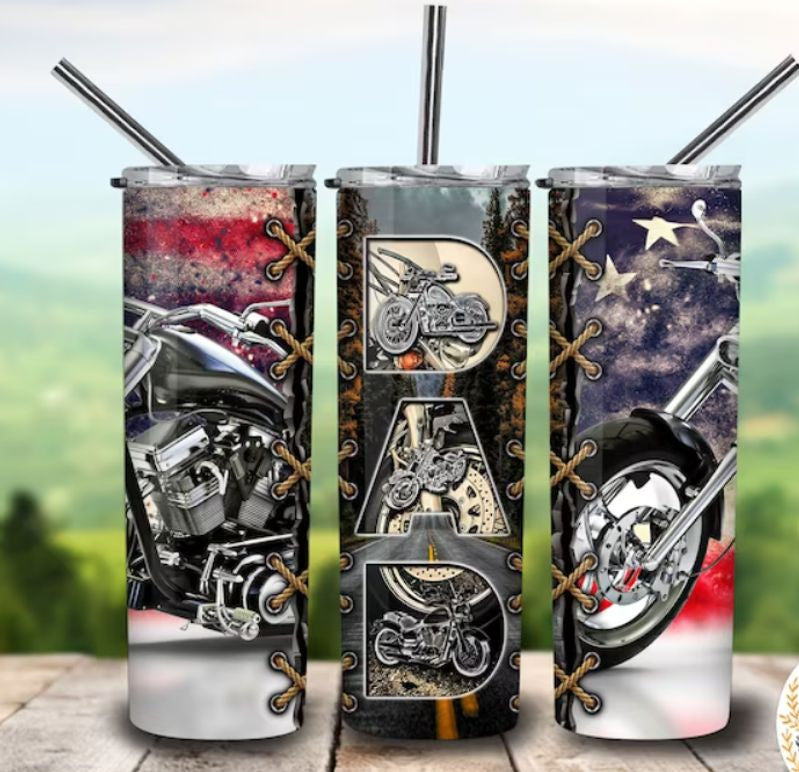 Bikergod Motorcycle Biker Dad Stainless Steel 20 Oz Straight Cup- NACA33