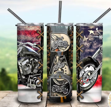 Bikergod Motorcycle Biker Dad Stainless Steel 20 Oz Straight Cup- NACA33