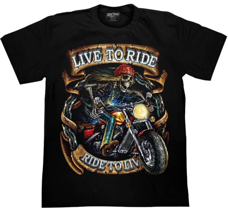 Bikergod Motorcycles Skull Live To Ride T-shirt Design 3D Full Printed Sizes S - 5XL - NADA258