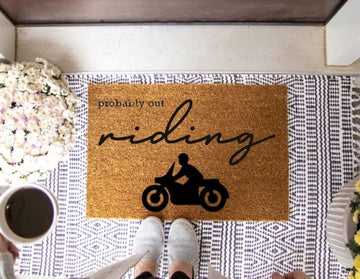Bikergod Motorcycle Probably Out Riding Doormat NACA69
